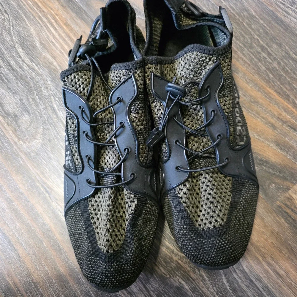 Mens Olive Green Mesh Water Shoes Bungee Lace Hiking Sandals EU 47 US 13